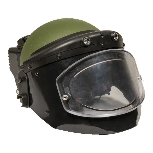 Casco del traje EOD de Garanti con visor, luces LED y cámara frontal